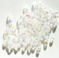 100 4mm Faceted Crystal AB Firepolish Beads